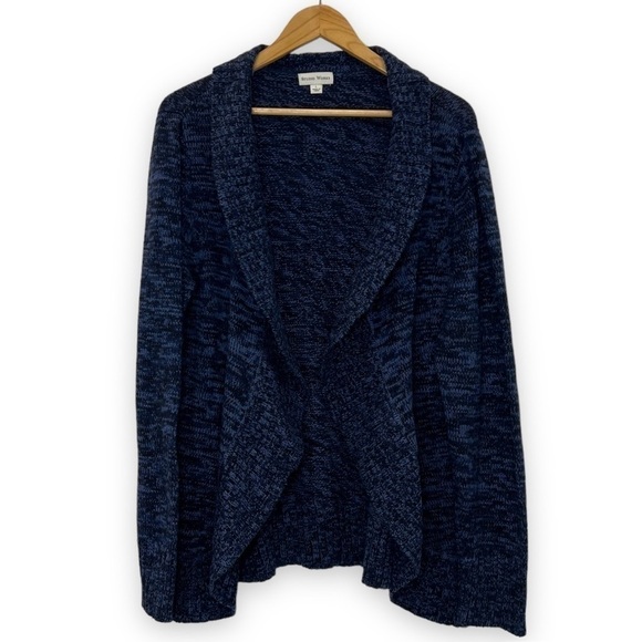 STUDIO Works Open Front Cardigan Sweater Heathered Navy Blue Women’s Large L - Picture 1 of 5